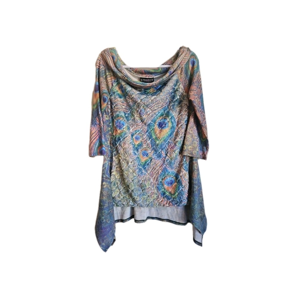 The Pyramid Collection Tunic Womens Medium peacock boho whimsy